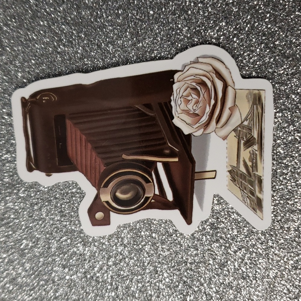 Retro ART vintage Camera WATERPOOF Sticker flower